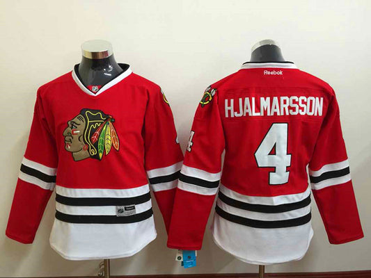 Blackhawks 4 Hjalmarsson Red Women Reebok Hockey Jersey