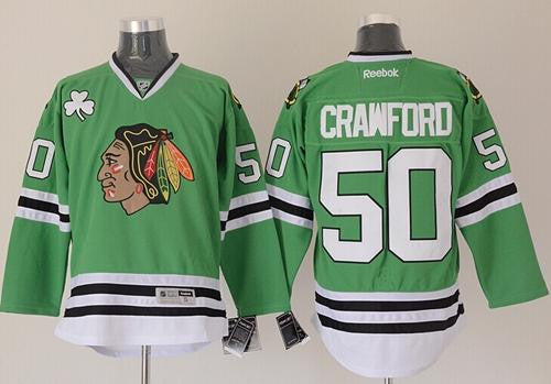 Blackhawks #50 Corey Crawford Green Stitched Hockey Jersey