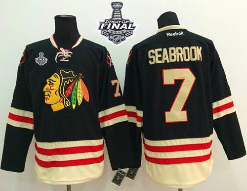 Blackhawks #7 Brent Seabrook Black 2015 Winter Classic 2015 Stanley Cup Stitched Hockey Jersey