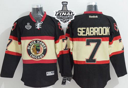 Blackhawks #7 Brent Seabrook Black New Third 2015 Stanley Cup Stitched Hockey Jersey