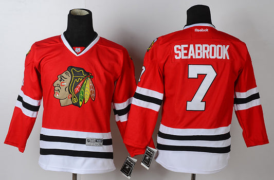 Blackhawks 7 Seabrook Red Youth Hockey Jersey