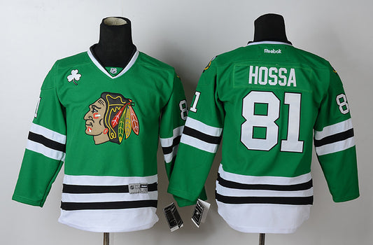 Blackhawks 81 Hossa Green Youth Hockey Jersey