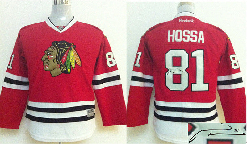 Blackhawks 81 Hossa Red Signature Edition Youth Hockey Jerseys