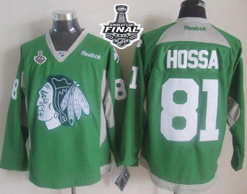 Blackhawks #81 Marian Hossa Green Practice 2015 Stanley Cup Stitched Hockey Jersey