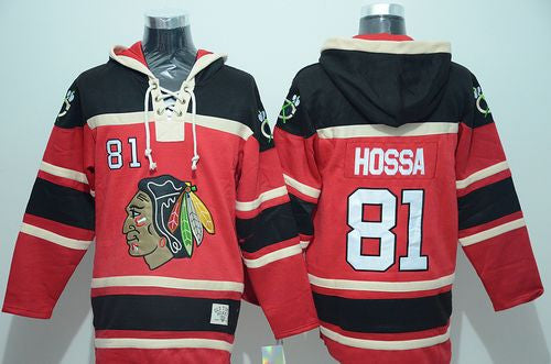 Blackhawks #81 Marian Hossa Red Sawyer Hooded Sweatshirt Stitched Hockey Jersey