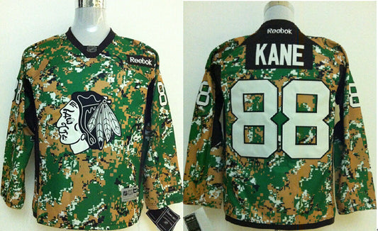 Blackhawks 88 Kane Camo Youth Hockey Jersey