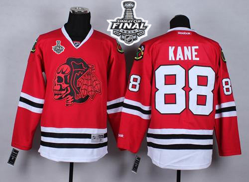 Blackhawks #88 Patrick Kane Red(Red Skull) 2015 Stanley Cup Stitched Hockey Jersey