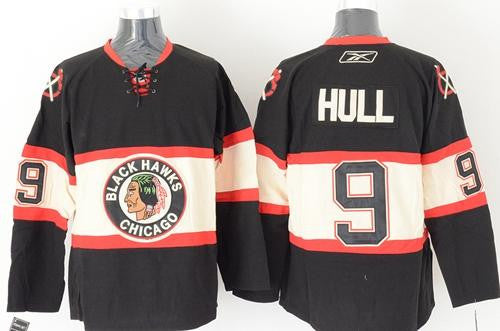 Blackhawks #9 Bobby Hull Black New Third Stitched Hockey Jersey