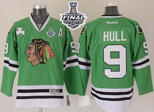 Blackhawks #9 Bobby Hull Green 2015 Stanley Cup Stitched Hockey Jersey