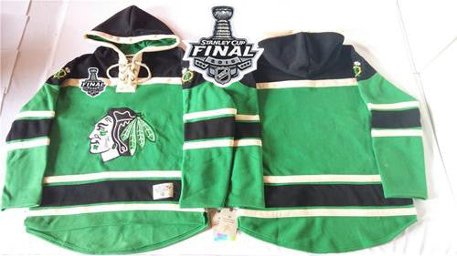 Blackhawks Blank Green St. Patrick's Day McNary Lace Hoodie 2015 Stanley Cup Stitched Hockey Jersey