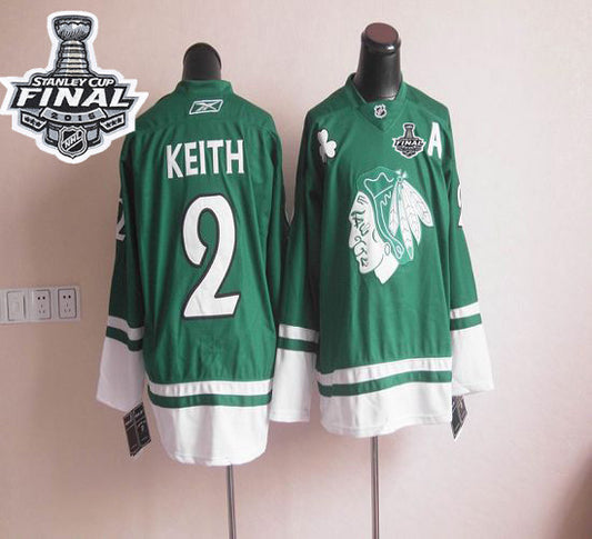 Blackhawks St Patty's Day #2 Duncan Keith Green 2015 Stanley Cup Stitched Hockey Jersey