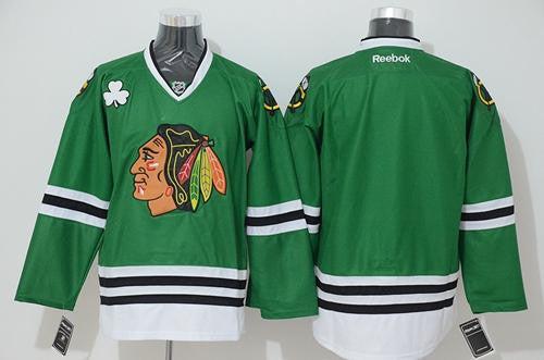 Blackhawks Stitched Blank Green Hockey Jersey