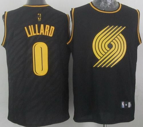 Blazers #0 Damian Lillard Black Precious Metals Fashion Stitched Basketball Jersey