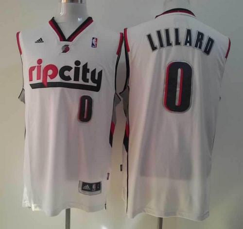 Blazers #0 Damian Lillard White Throwback Stitched Basketball Jersey