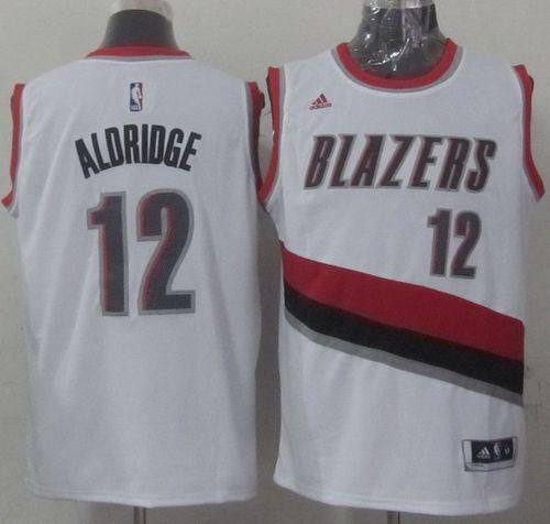 Blazers #12 LaMarcus Aldridge Stitched White Basketball Jersey