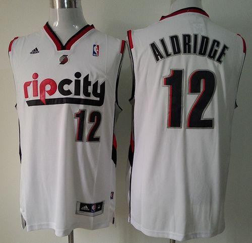 Blazers #12 Lamarcus Aldridge White Throwback Stitched Basketball Jersey