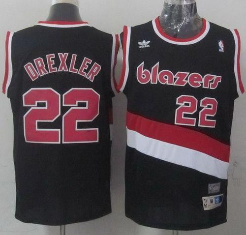 Blazers #22 Clyde Drexler Black Soul Swingman Throwback Stitched Basketball Jersey