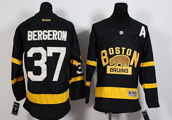 Bruins 37 Patrice Bergeron Black 2016 Winter Classic Reebok Youth Hockey Jersey