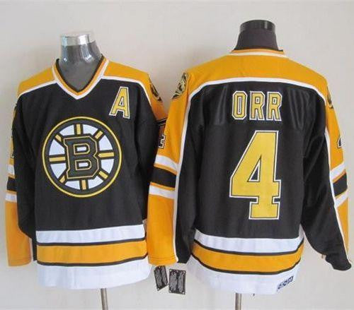 Bruins #4 Bobby Orr Black CCM Throwback New Stitched Hockey Jersey