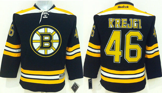 Bruins 46 David Krejci Black Youth Reebok Hockey Jersey