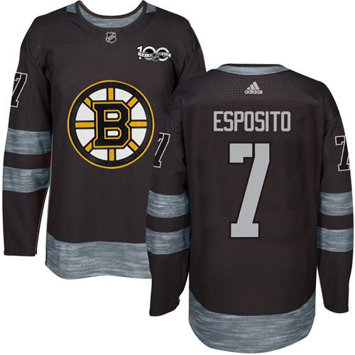 Bruins #7 Phil Esposito Black 1917-2017 100th Anniversary Stitched Hockey Jersey