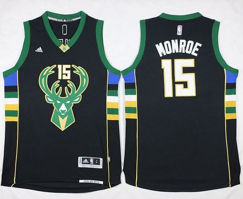 Bucks #15 Greg Monroe Black Stitched Basketball Jersey