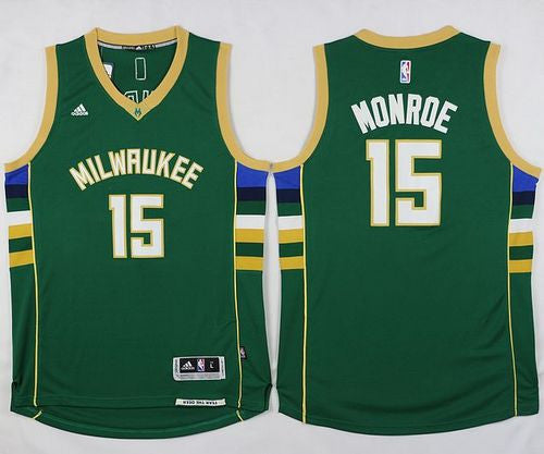 Bucks #15 Greg Monroe Green Stitched Basketball Jersey