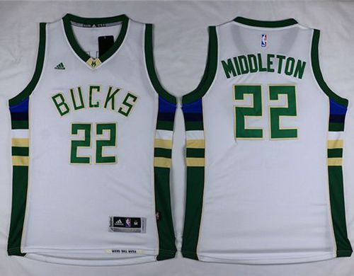 Bucks #22 Khris Middleton White Stitched Basketball Jersey