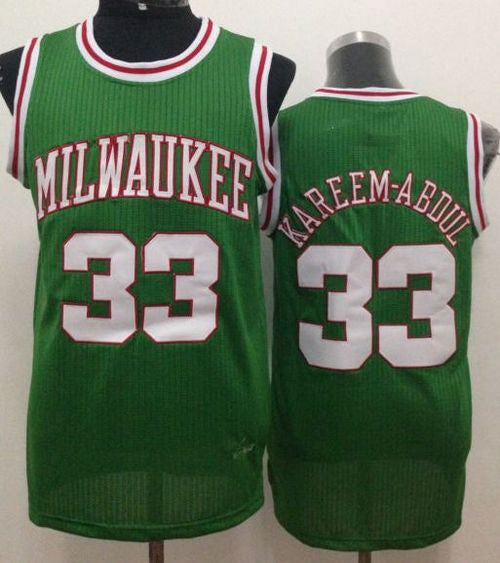 Bucks #33 Kareem Abdul-Jabbar Green Throwback Stitched Basketball Jersey