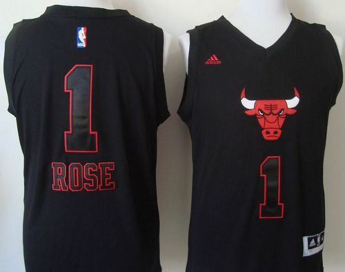 Bulls #1 Derrick Rose Black New Fashion Stitched Basketball Jersey