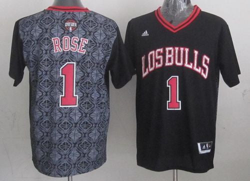 Bulls #1 Derrick Rose Black New Latin Nights Stitched Basketball Jersey