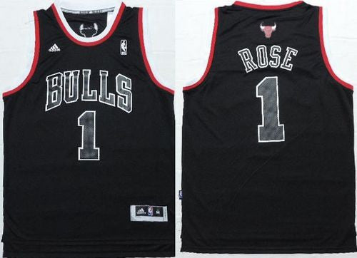 Bulls #1 Derrick Rose Black Shadow Red Stitched Basketball Jersey