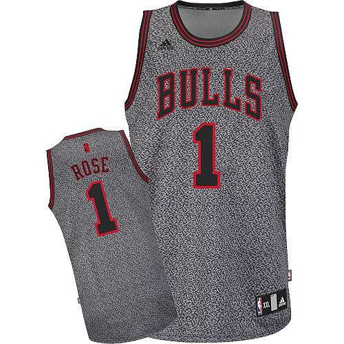 Bulls #1 Derrick Rose Grey Static Fashion Stitched Basketball Jersey