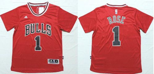 Bulls #1 Derrick Rose Red Short Sleeve Stitched Basketball Jersey