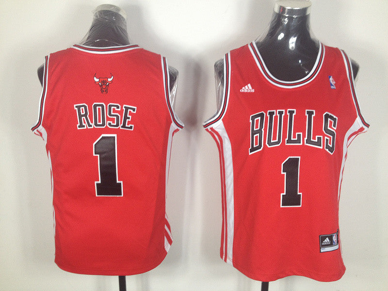 Bulls 1 ROSE Red New Fabric Women Basketball Jersey