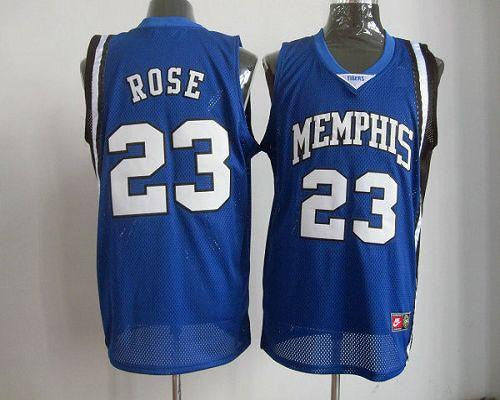 Bulls #23 Derrick Rose Blue Memphis Tigers High School Stitched Basketball Jersey