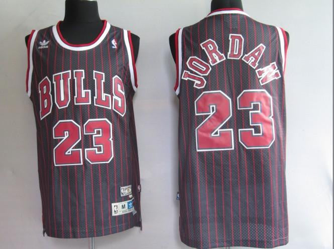 Bulls 23 Jordan Black Red Red Number Basketball Jerseys