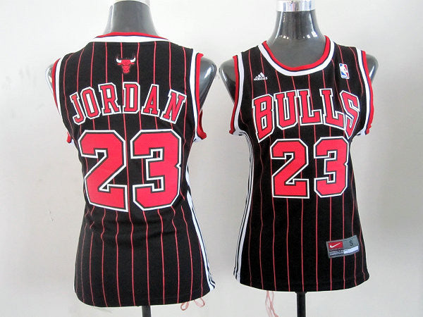 Bulls 23 Jordan Black Red Women Basketball Jersey