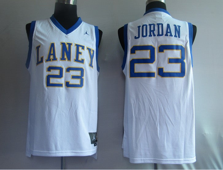 Bulls #23 Jordan Stitched White Laney High School Classic Basketball Jersey