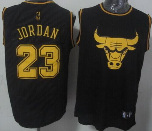 Bulls #23 Michael Jordan Black Precious Metals Fashion Stitched Basketball Jersey