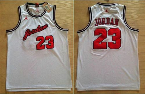 Bulls #23 Michael Jordan White Anniversary Stitched Basketball Jersey