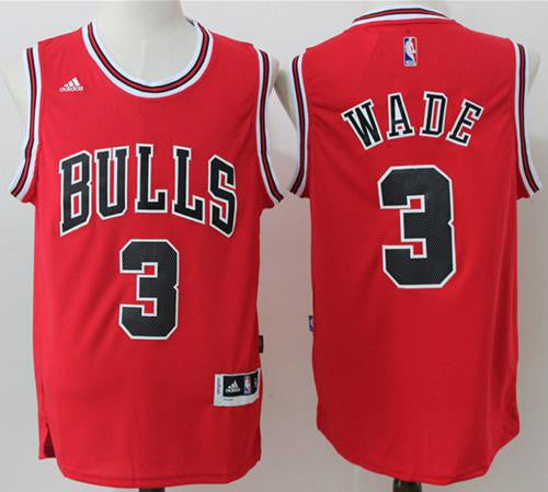 Bulls #3 Dwyane Wade Red Stitched Basketball Jersey