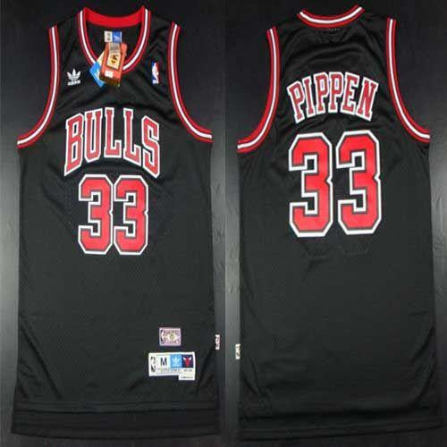 Bulls #33 Scottie Pippen Black Throwback Stitched Basketball Jersey