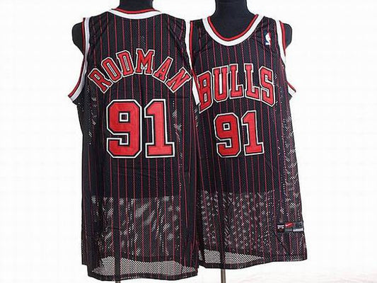 Bulls #91 Dennis Rodman Stitched Black Basketball Jersey