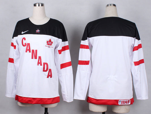 Canada Blank White 100th Celebration Women Hockey Jersey