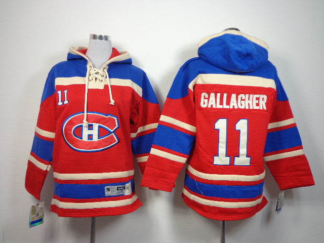 Canadiens 11 Gallagher Red Hooded Youth Hockey Jersey