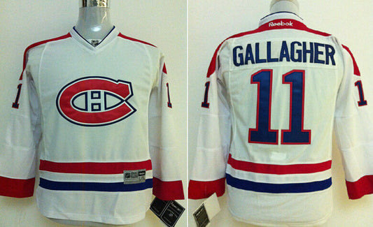 Canadiens 11 Gallagher White Youth Hockey Jersey