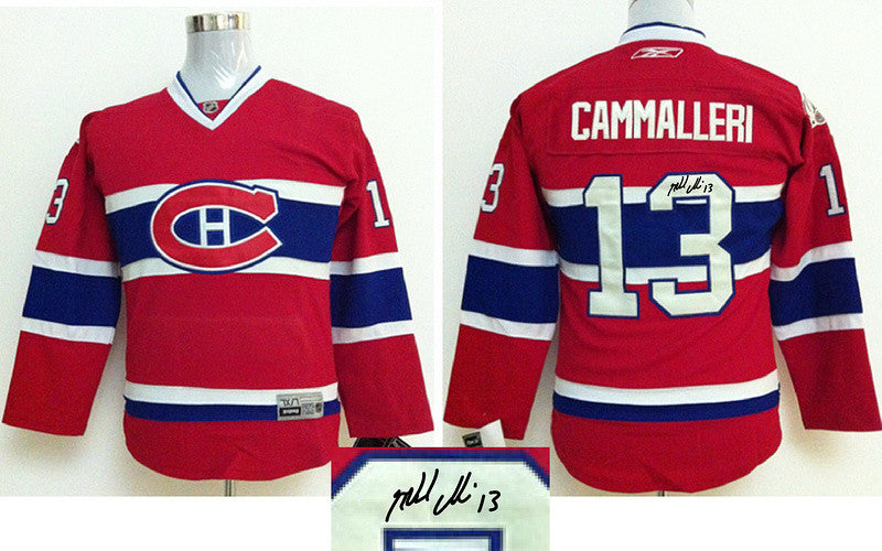 Canadiens 13 Cammalleri Red Signature Edition Youth Hockey Jerseys