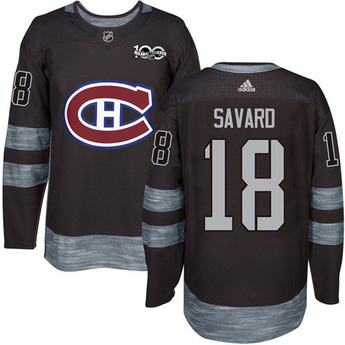 Canadiens #18 Serge Savard Black 1917-2017 100th Anniversary Stitched Hockey Jersey