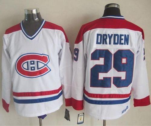 Canadiens #29 Ken Dryden White CH-CCM Throwback Stitched Hockey Jersey